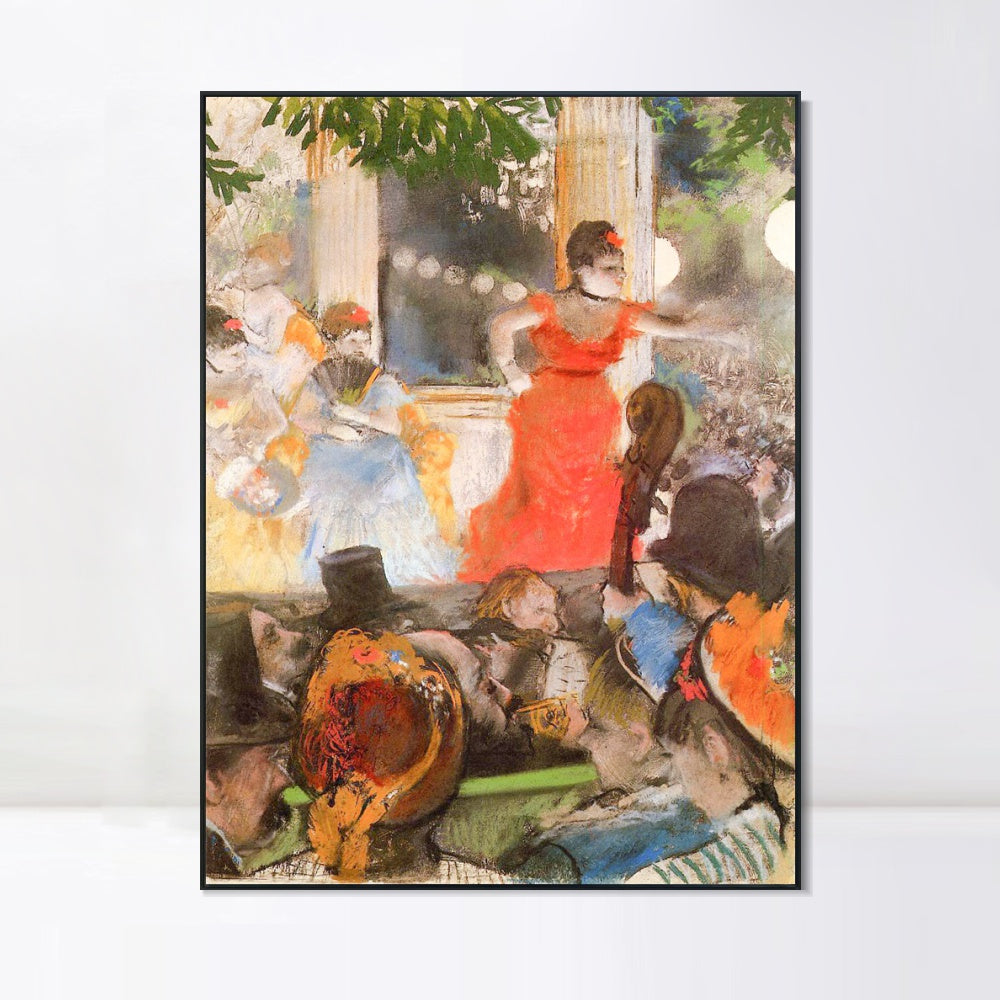 INVIN ART Framed Canvas Giclee Print Art Cafe Concert by Edgar Degas Wall Art