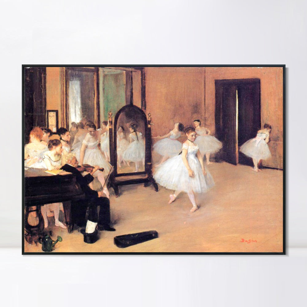 INVIN ART Framed Canvas Giclee Print Art Dance Class by Edgar Degas Wall Art