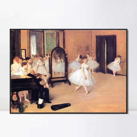 INVIN ART Framed Canvas Giclee Print Art Dance Class by Edgar Degas Wall Art Living Room Home Office Decorations