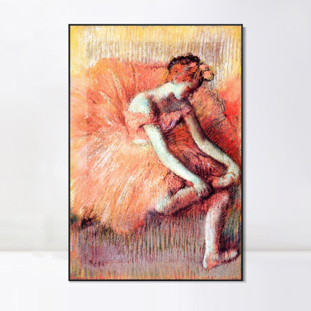 INVIN ART Framed Canvas Giclee Print Art Dancer Adjusting Her Sandel by Edgar Degas Wall Art