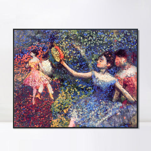 INVIN ART Framed Canvas Giclee Print Art Dancer and Tambourine by Edgar Degas Wall Art Living Room Home Office Decorations