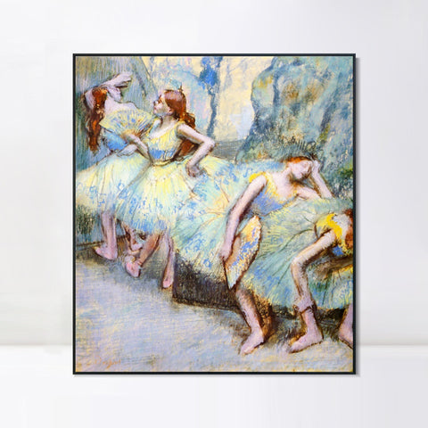 INVIN ART Framed Canvas Giclee Print Art Danseuses dans les coulisses by Edgar Degas Wall Art Living Room Home Office Decorations