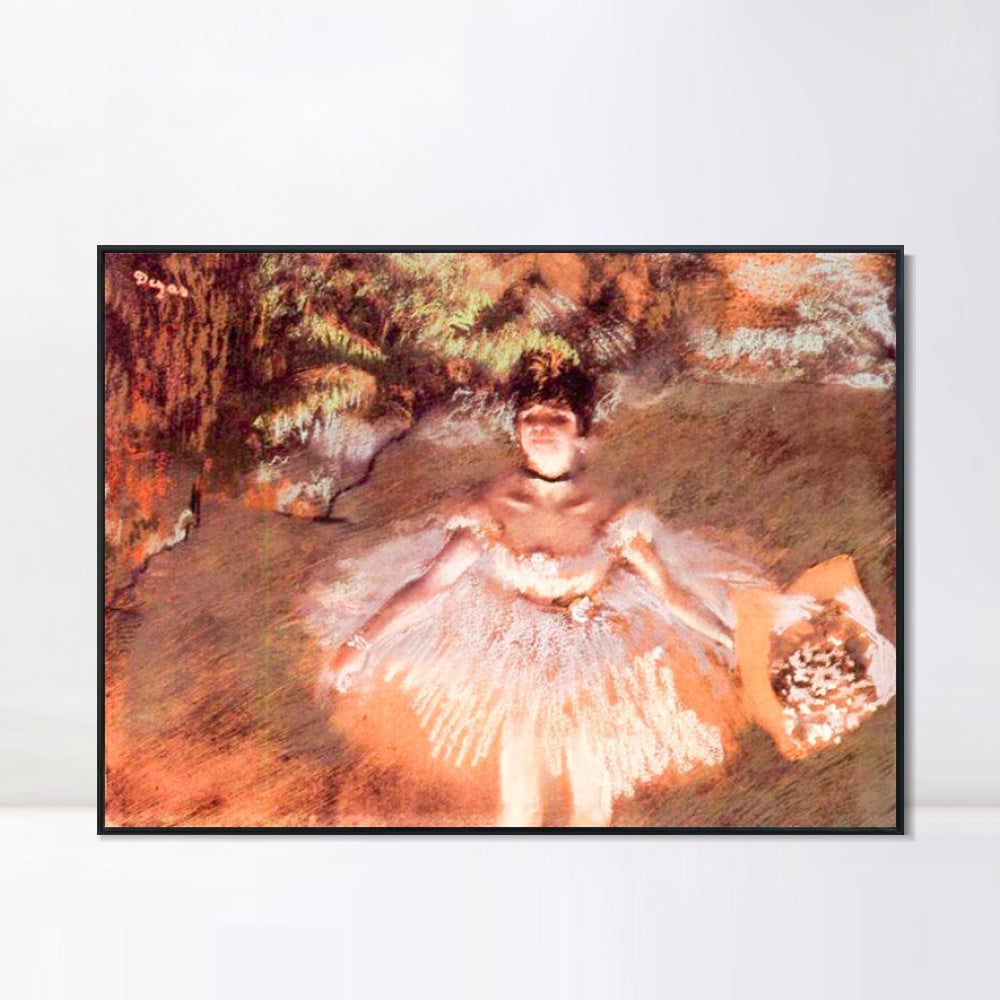 INVIN ART Framed Canvas Giclee Print Art Dancer Onstage with a Bouquet by Edgar Degas Wall Art