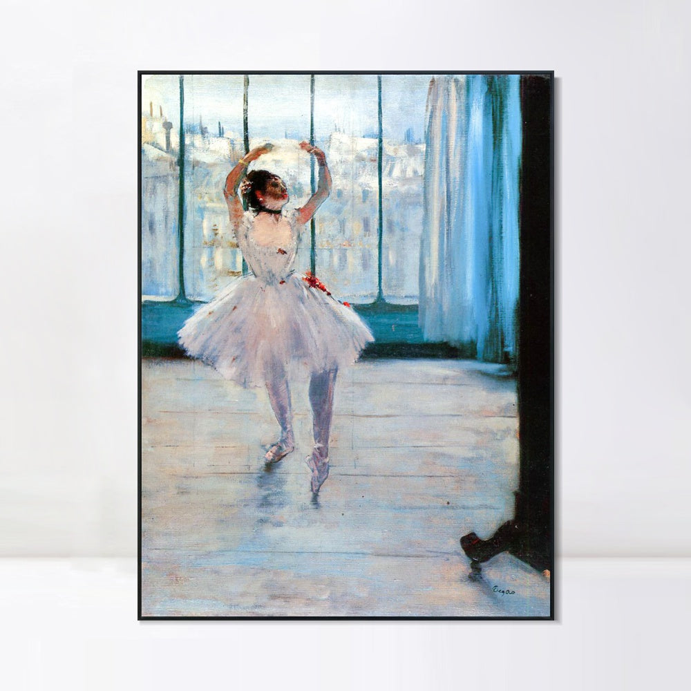 INVIN ART Framed Canvas Giclee Print Art Dancer Posing by Edgar Degas Wall Art