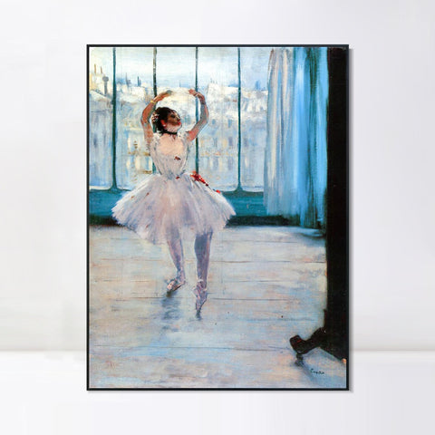 INVIN ART Framed Canvas Giclee Print Art Dancer Posing by Edgar Degas Wall Art Living Room Home Office Decorations