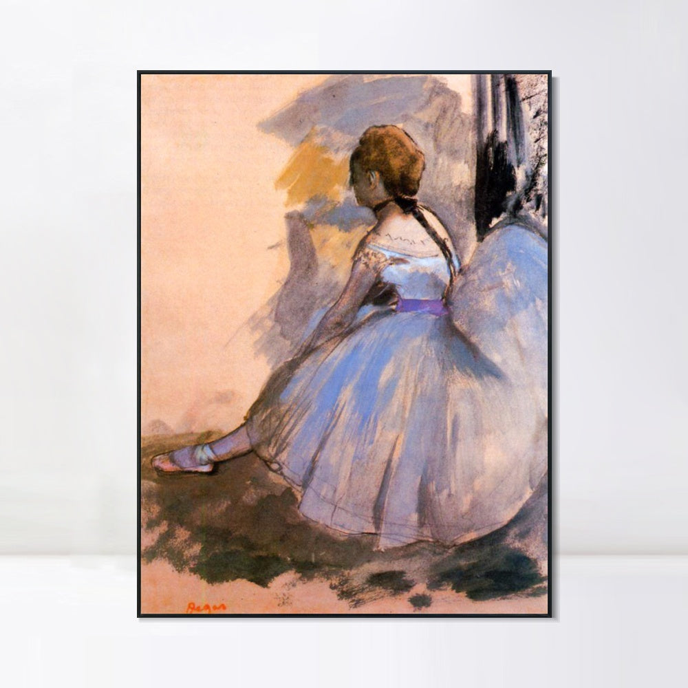 INVIN ART Framed Canvas Giclee Print Art Dancer Seated (study) by Edgar Degas Wall Art