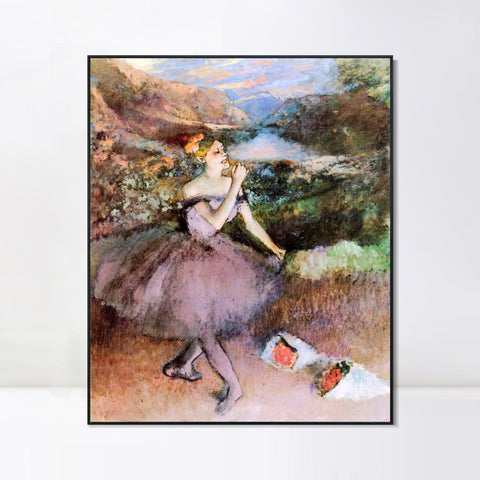 INVIN ART Framed Canvas Giclee Print Art Dancer with Bouquets by Edgar Degas Wall Art Living Room Home Office Decorations