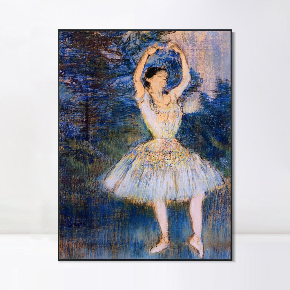 INVIN ART Framed Canvas Giclee Print Art Dancer with Raised Arms by Edgar Degas Wall Art