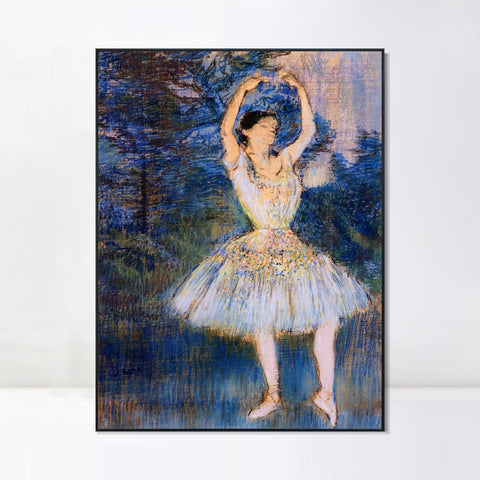 INVIN ART Framed Canvas Giclee Print Art Dancer with Raised Arms by Edgar Degas Wall Art Living Room Home Office Decorations