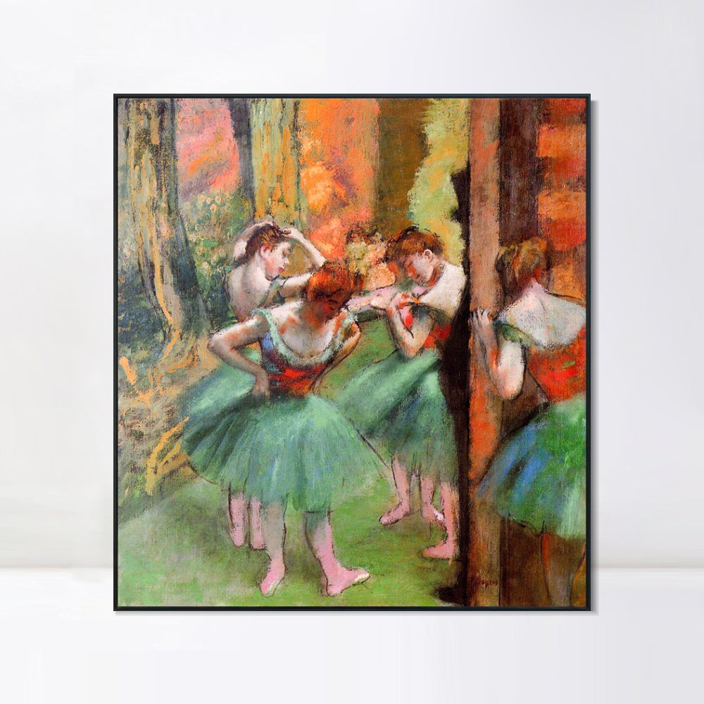 INVIN ART Framed Canvas Giclee Print Art Dancers, Pink and Green,circa 1885-1895 by Edgar Degas Wall Art