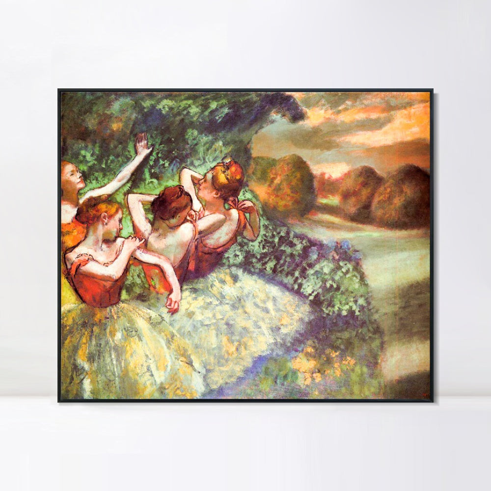 INVIN ART Framed Canvas Giclee Print Art Four Dancers, circa 1899 by Edgar Degas Wall Art