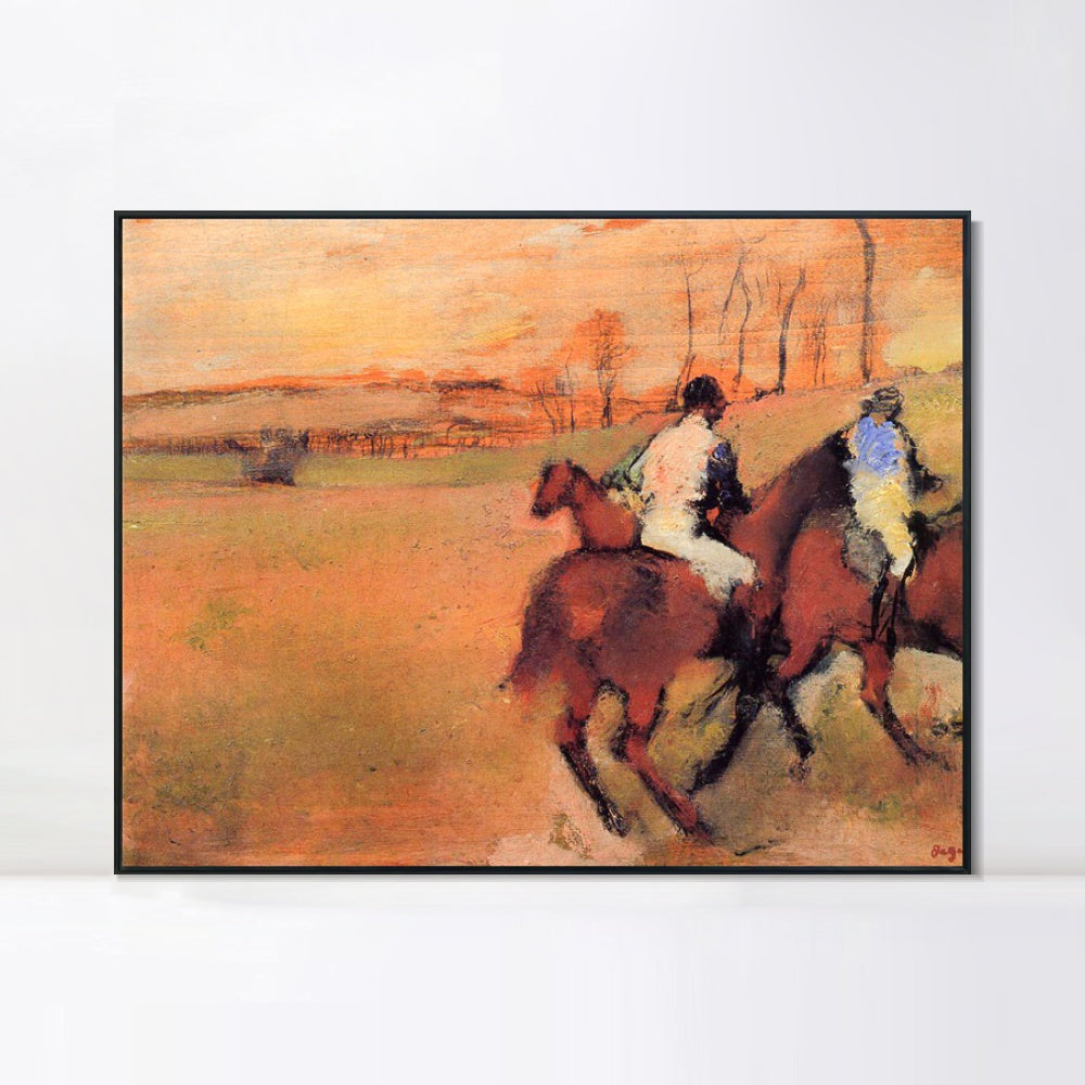 INVIN ART Framed Canvas Giclee Print Art Horses and Jockeys,circa 1886-1990 by Edgar Degas Wall Art