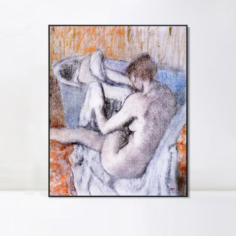 INVIN ART Framed Canvas Giclee Print Art La Toilette apres le Bain,1886-1890 by Edgar Degas Wall Art Living Room Home Office Decorations