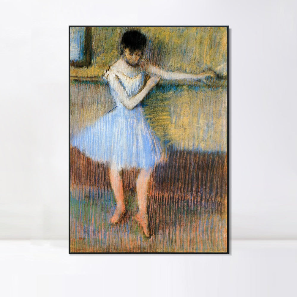 INVIN ART Framed Canvas Giclee Print Art Dancer in Blue at the Barre,circa 1889 by Edgar Degas Wall Art