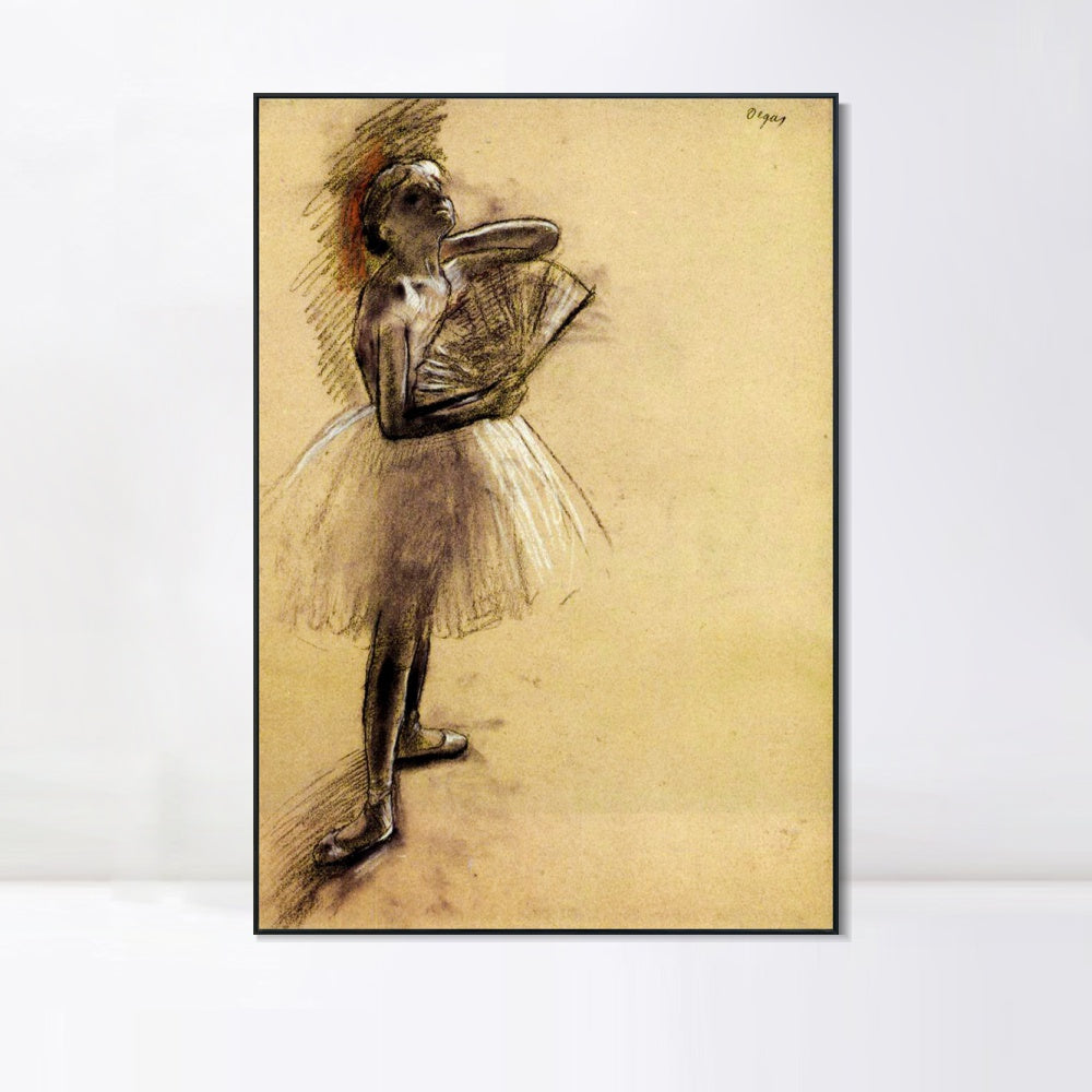 INVIN ART Framed Canvas Giclee Print Art Dancer with a Fan - 1880 by Edgar Degas Wall Art