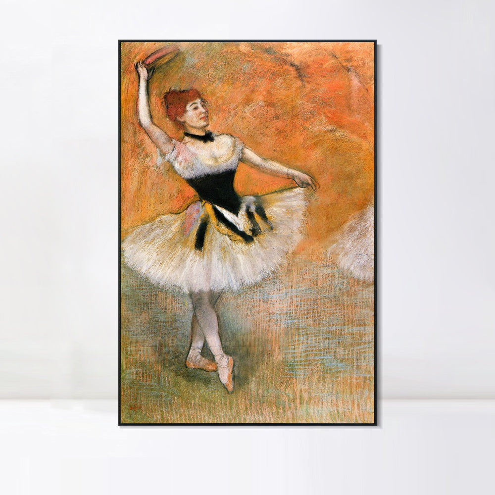 INVIN ART Framed Canvas Giclee Print Art Dancer with Tambourine ,1882 by Edgar Degas Wall Art
