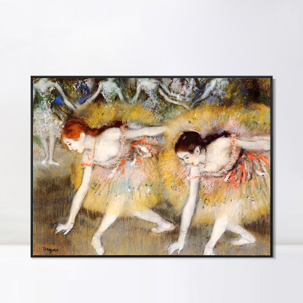 INVIN ART Framed Canvas Giclee Print Art Dancers Bending Down by Edgar Degas Wall Art