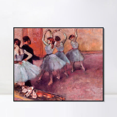 INVIN ART Framed Canvas Giclee Print Art Dancers in Light Blue by Edgar Degas Wall Art Living Room Home Office Decorations