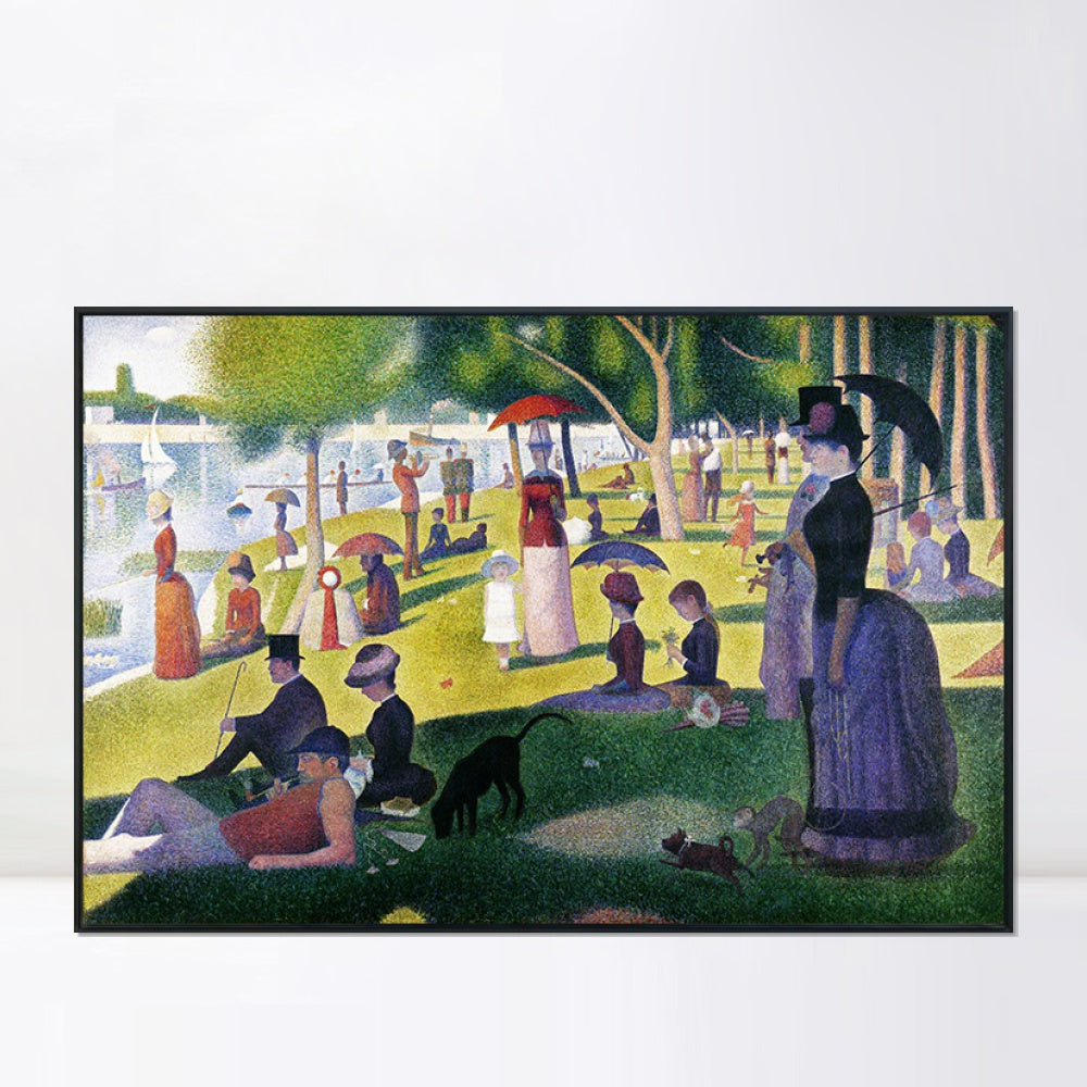 INVIN ART Framed Canvas Giclee Print Art A Sunday Afternoon on the Island of La Grande Jatte by Georges Seurat Wall Art Living Room Home Office Decorations