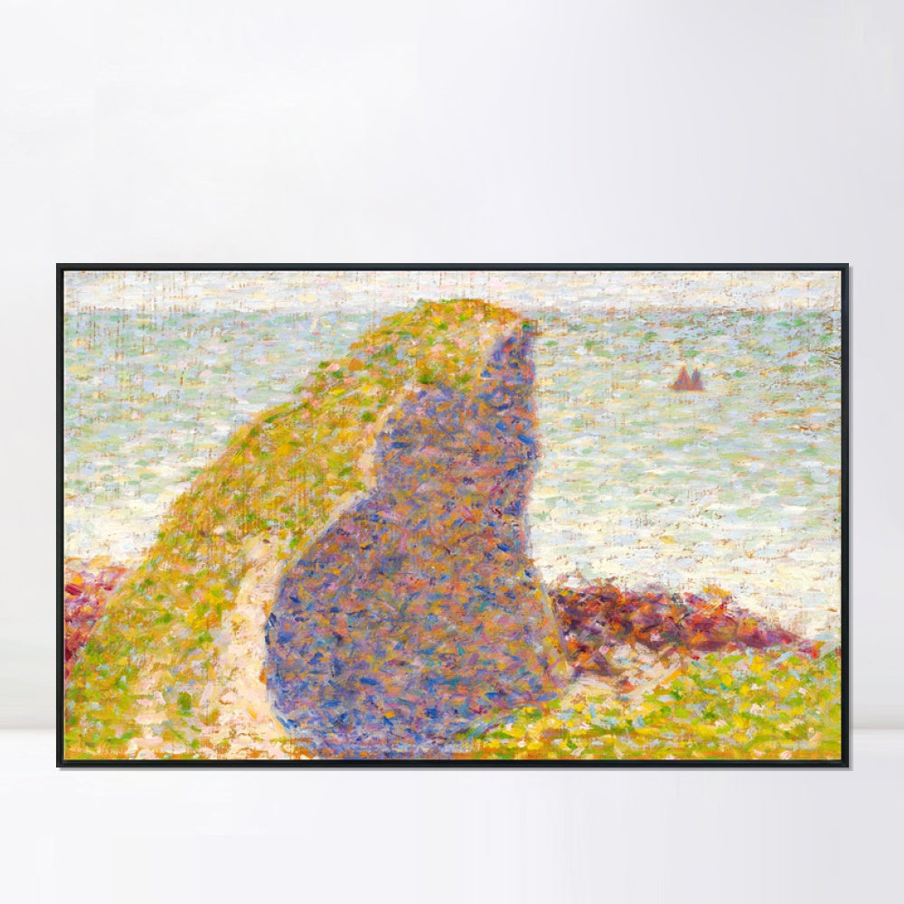 INVIN ART Framed Canvas Giclee Print Art Le Bec du Hoc ¨¤ Grandcamp by Georges Seurat Wall Art Living Room Home Office Decorations