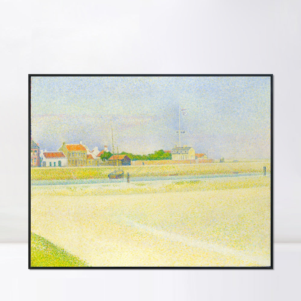 INVIN ART Framed Canvas Giclee Print Art Der Kanal von Gravelines, Grand Fort-Philippe by Georges Seurat Wall Art Living Room Home Office Decorations
