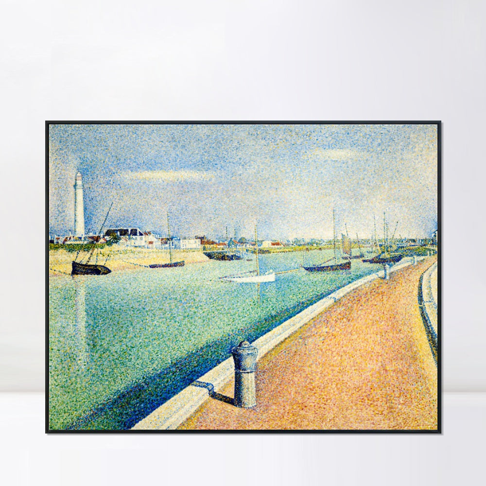 INVIN ART Framed Canvas Giclee Print Art Der Kanal von Gravelines, Petit-Fort-Philippe by Georges Seurat Wall Art Living Room Home Office Decorations