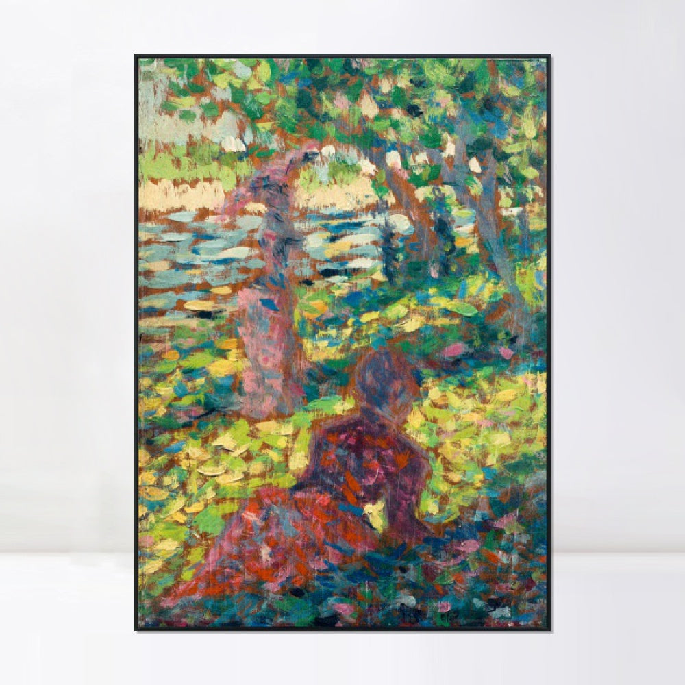 INVIN ART Framed Canvas Giclee Print Art Series#008 by Georges Seurat Wall Art Living Room Home Office Decorations