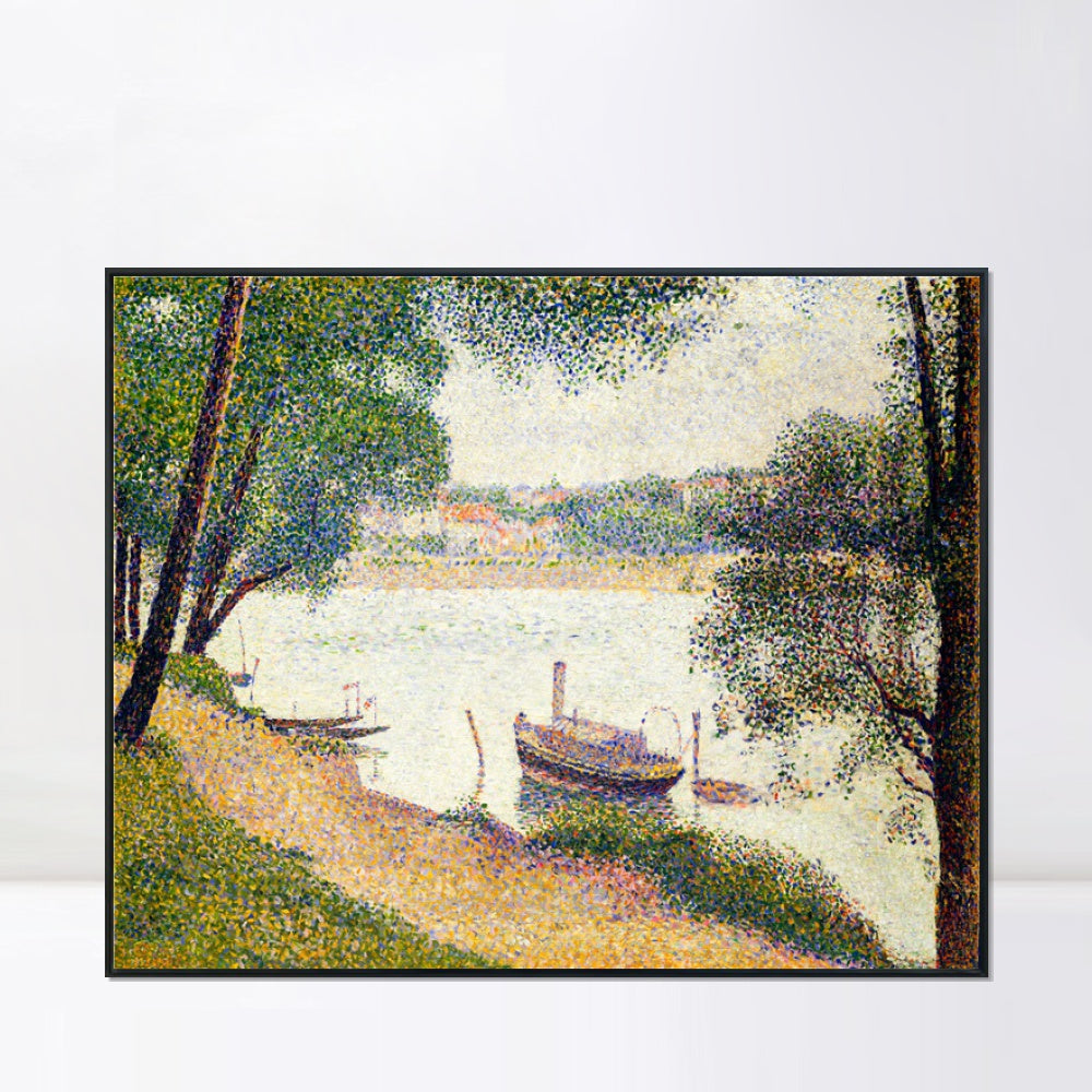 INVIN ART Framed Canvas Giclee Print Art Gray weather, Grande Jatte by Georges Seurat Wall Art Living Room Home Office Decorations