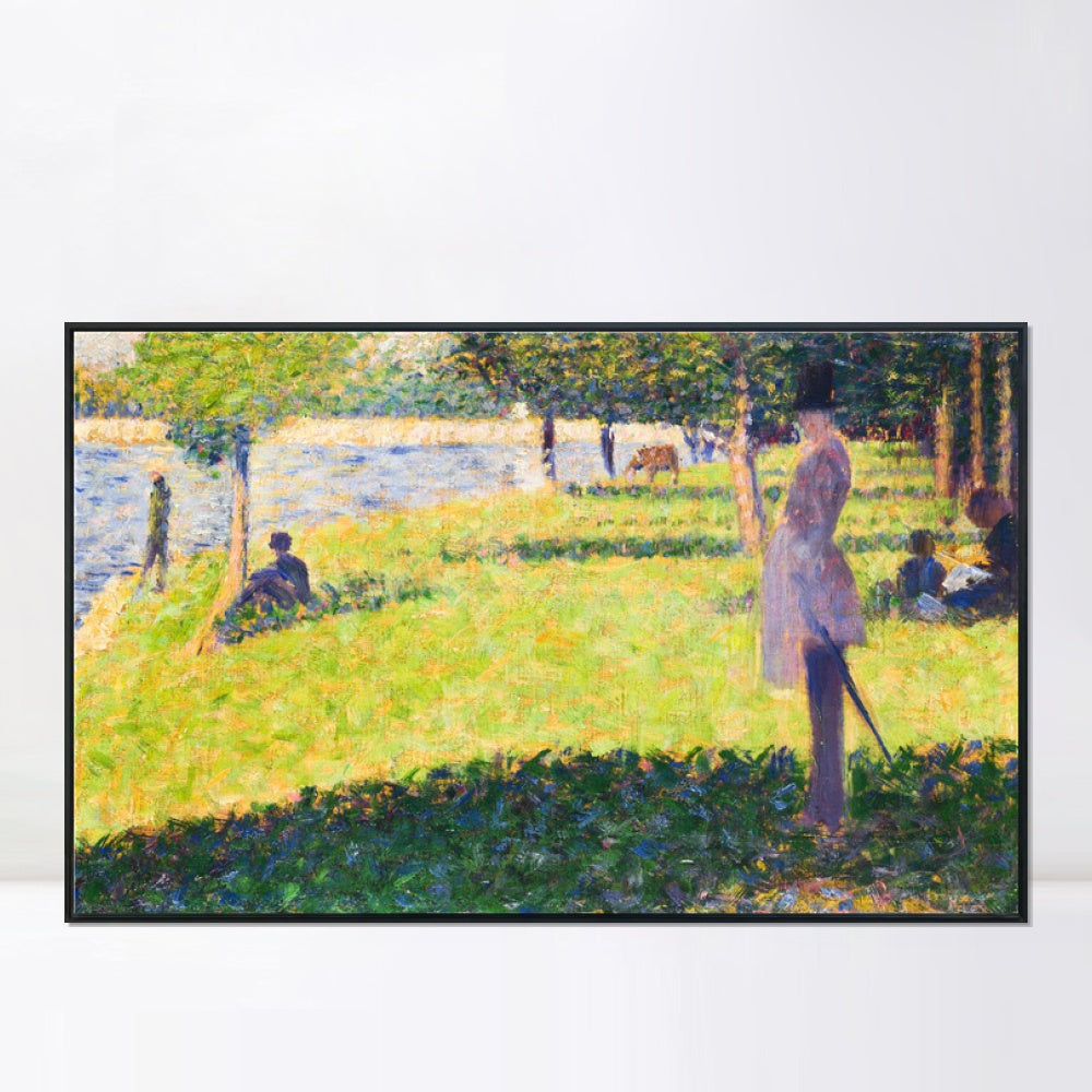 INVIN ART Framed Canvas Giclee Print Art Series#015 by Georges Seurat Wall Art Living Room Home Office Decorations
