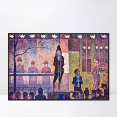 INVIN ART Framed Canvas Giclee Print Art La Parade de Cirque by Georges Seurat Wall Art Living Room Home Office Decorations