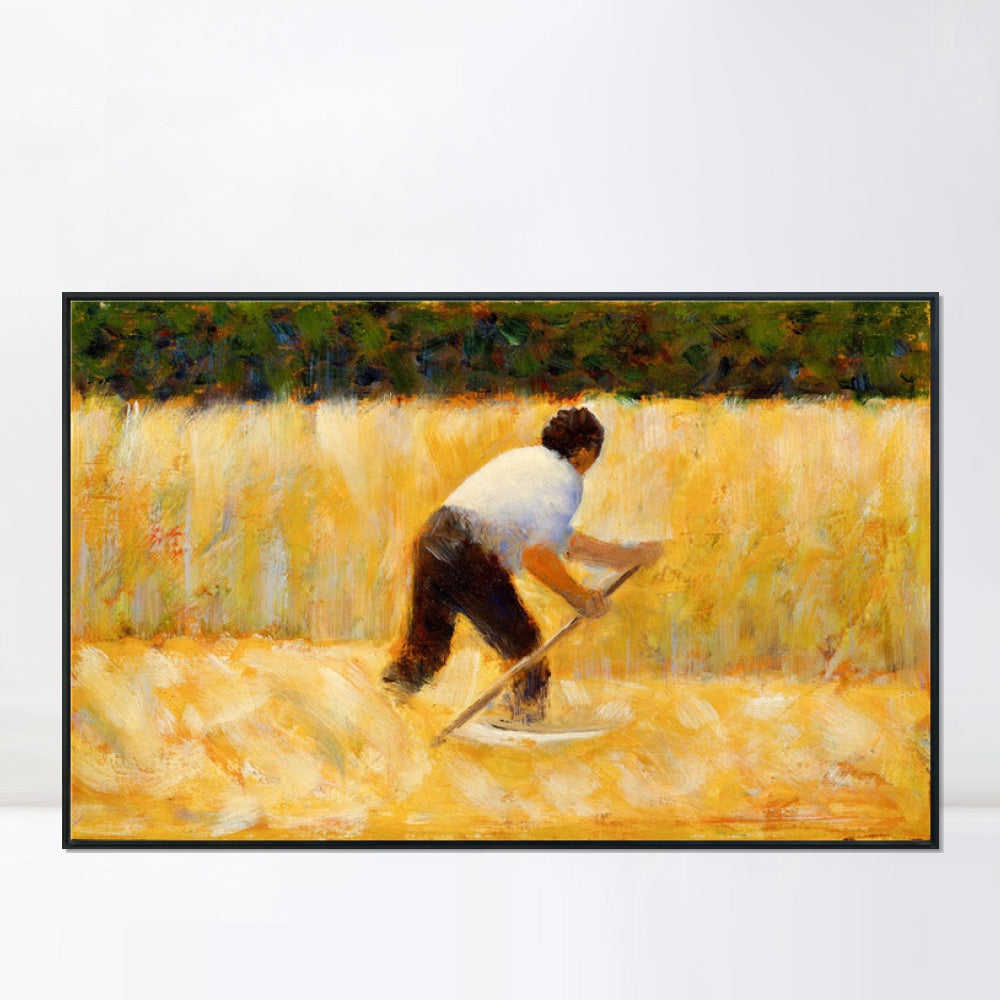 INVIN ART Framed Canvas Giclee Print Art Le Faucheur by Georges Seurat Wall Art Living Room Home Office Decorations