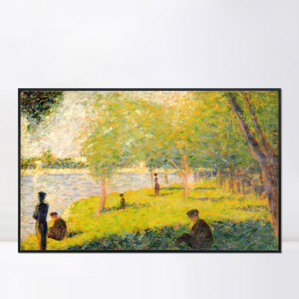 INVIN ART Framed Canvas Giclee Print Art Groupe de personnages by Georges Seurat Wall Art Living Room Home Office Decorations