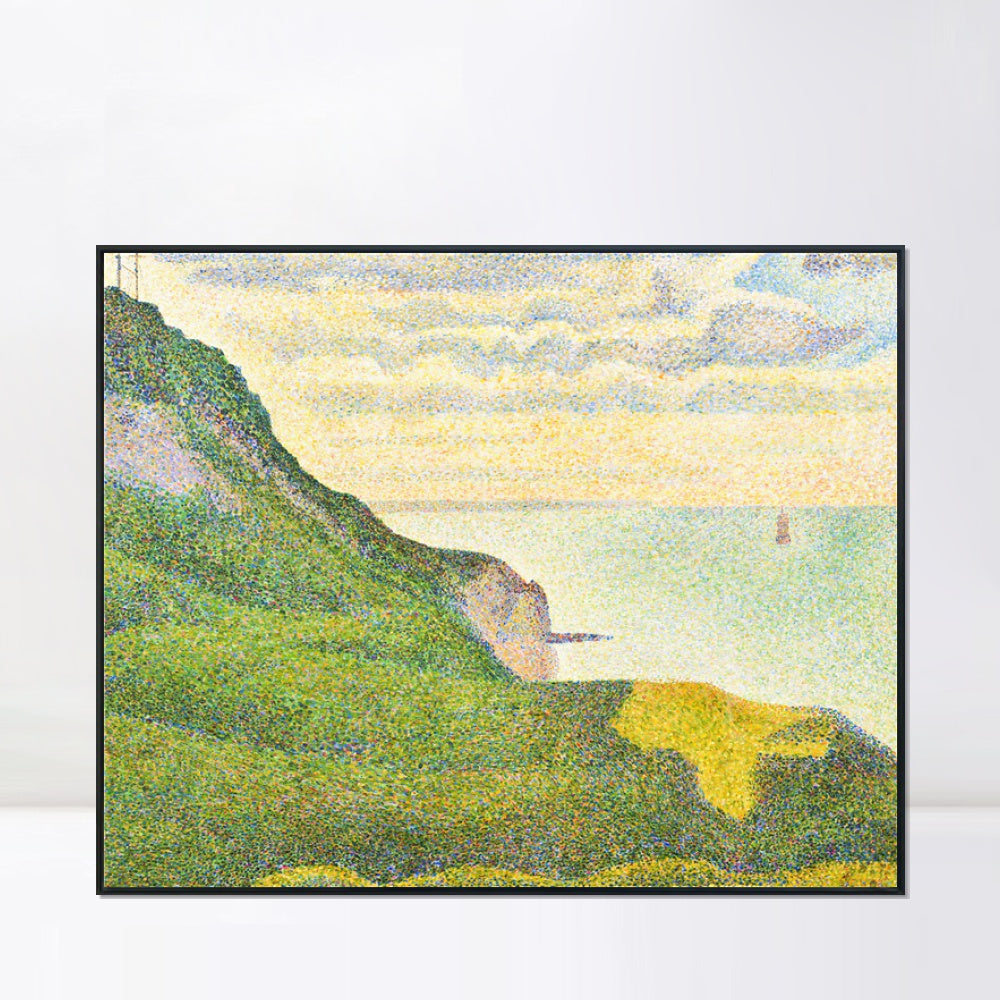 INVIN ART Framed Canvas Giclee Print Art Cranes and the breakthrough in Port-en-Bessin by Georges Seurat Wall Art Living Room Home Office Decorations