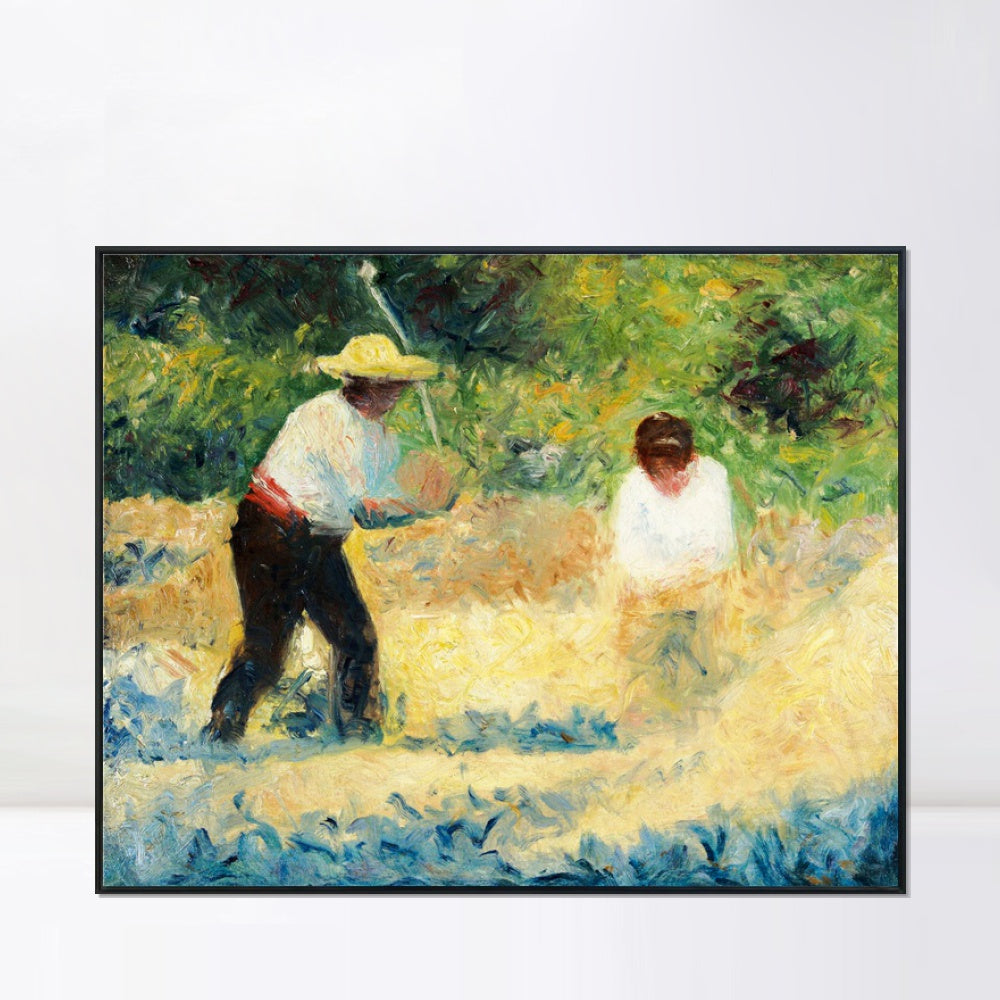 INVIN ART Framed Canvas Giclee Print Art Deutsch Steinbrecher by Georges Seurat Wall Art Living Room Home Office Decorations