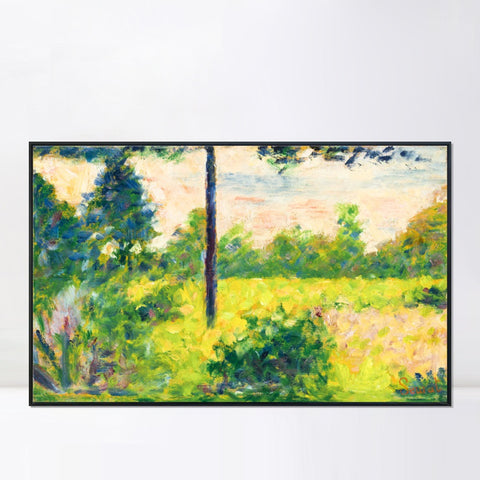 INVIN ART Framed Canvas Giclee Print Art Pianura con alberi a Barbizon by Georges Seurat Wall Art Living Room Home Office Decorations
