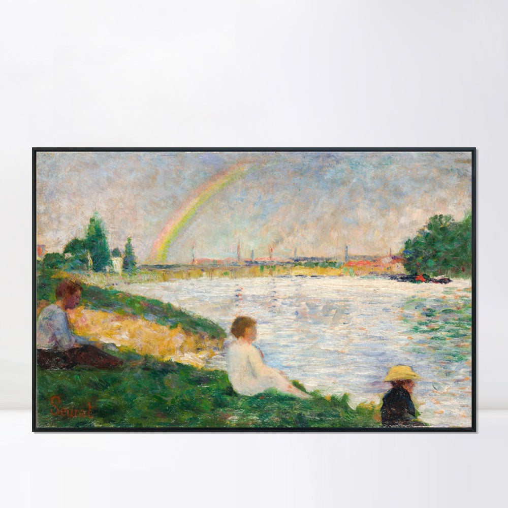 INVIN ART Framed Canvas Giclee Print Art Series#038 by Georges Seurat Wall Art Living Room Home Office Decorations