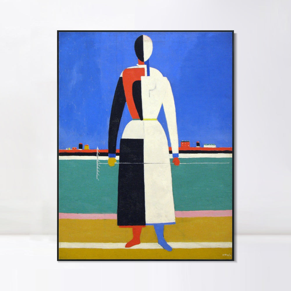 INVIN ART Framed Canvas Giclee Print Art Woman with rake,1928 by Kasimir Malevich Wall Art Living Room Home Office Decorations