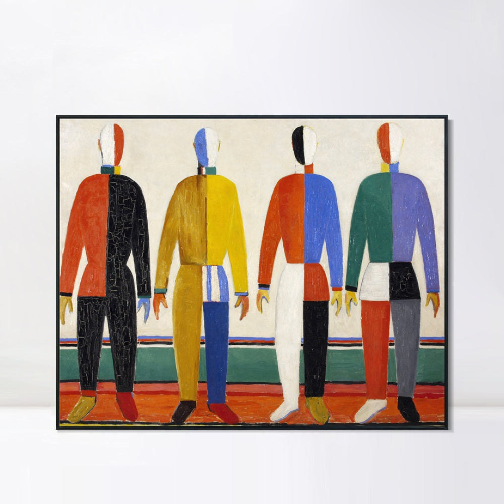 INVIN ART Framed Canvas Giclee Print Art Sportsmen by Kasimir Malevich Wall Art Living Room Home Office Decorations