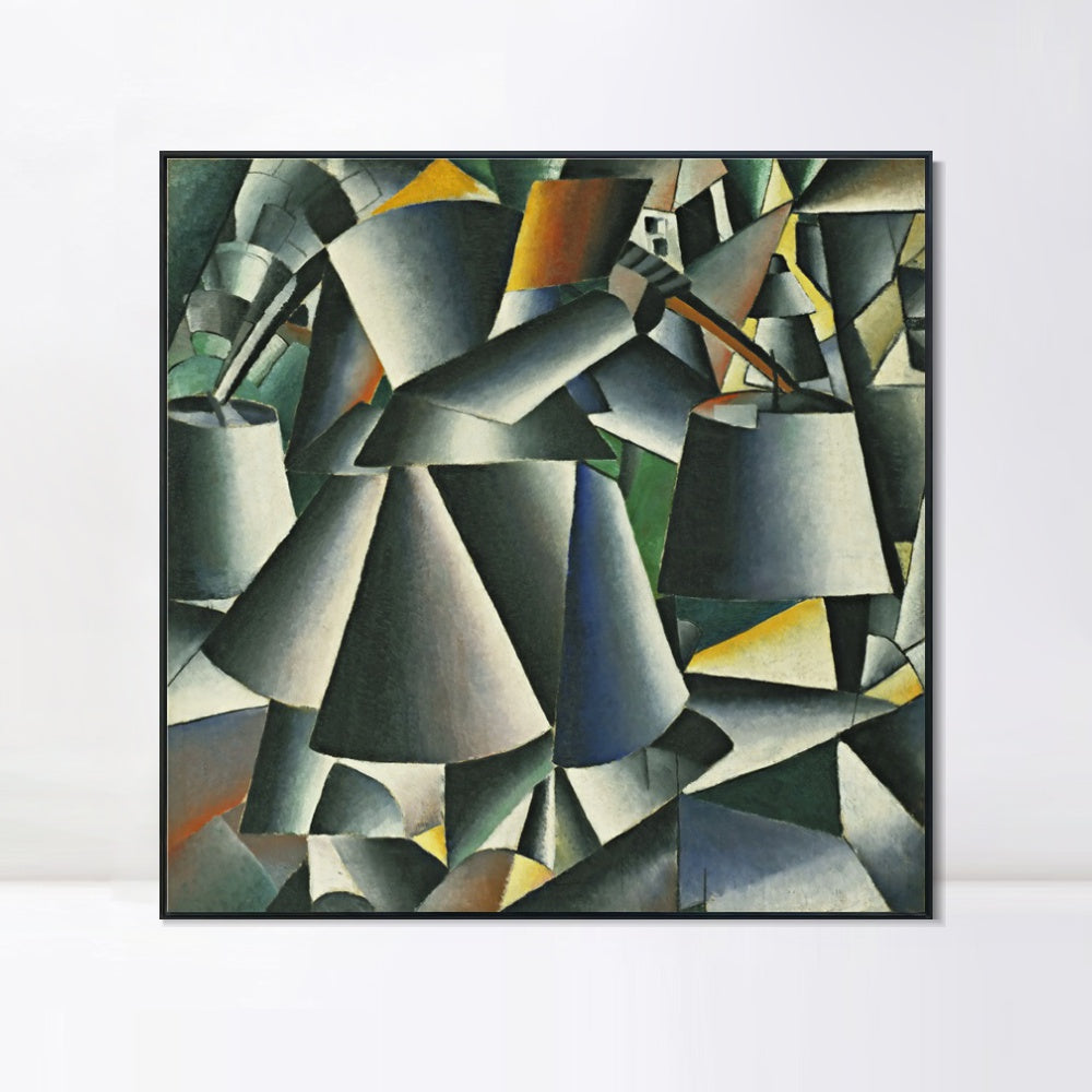 INVIN ART Framed Canvas Giclee Print Art Woman with buckets by Kasimir Malevich Wall Art Living Room Home Office Decorations