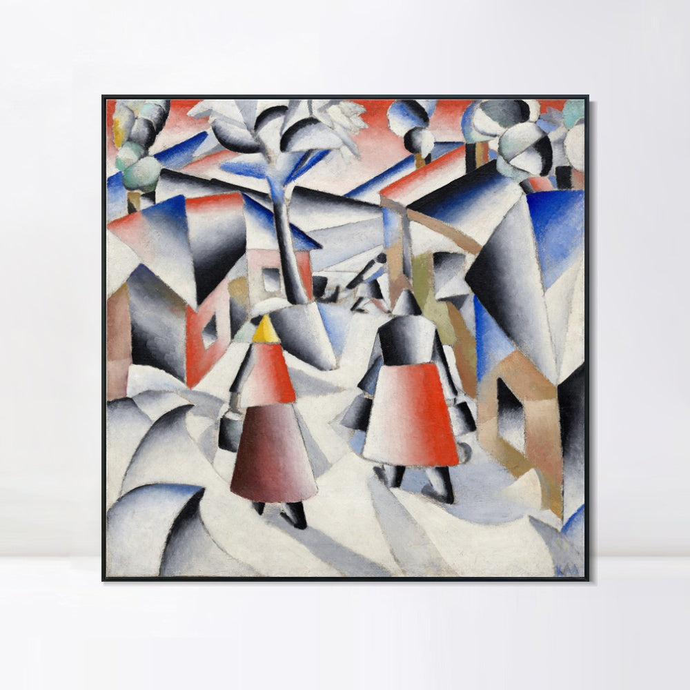 INVIN ART Framed Canvas Giclee Print Art Morning in The Country After Snowstorm by Kasimir Malevich Wall Art Living Room Home Office Decorations