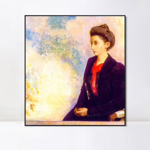 INVIN ART Framed Canvas Baroness Robert de Domecy by Odilon Redon Wall Art Living Room Home Office Decorations