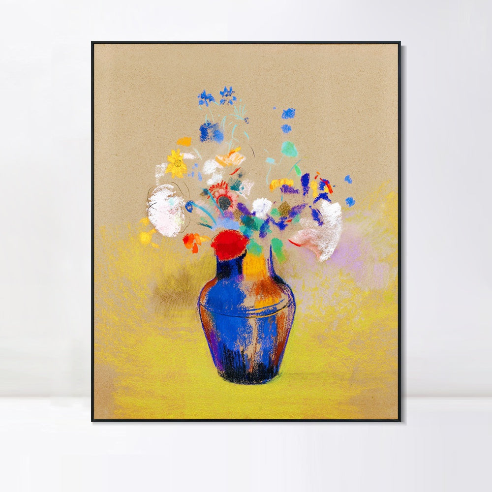 INVIN ART Framed Canvas Flowers in a Vase by Odilon Redon Wall Art Living Room Home Office Decorations