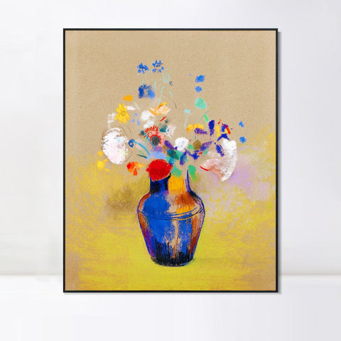 INVIN ART Framed Canvas Flowers in a Vase by Odilon Redon Wall Art Living Room Home Office Decorations