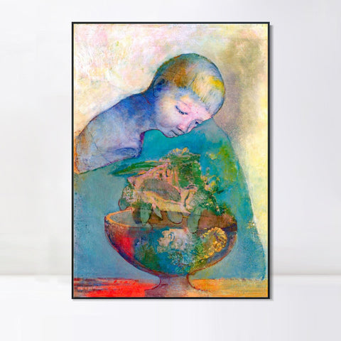 INVIN ART Framed Canvas Series#031 by Odilon Redon Wall Art Living Room Home Office Decorations
