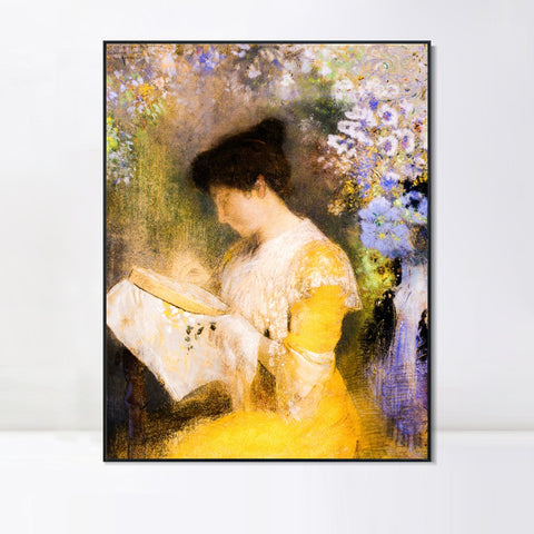 INVIN ART Framed Canvas Portrait of Madame by Odilon Redon Wall Art Living Room Home Office Decorations