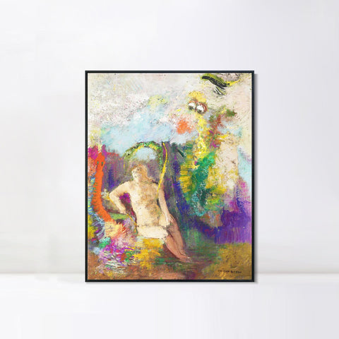 INVIN ART Framed Canvas Landscape with Eve by Odilon Redon Wall Art Living Room Home Office Decorations