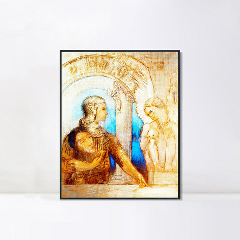 INVIN ART Framed Canvas The Mystical Knight by Odilon Redon Wall Art Living Room Home Office Decorations