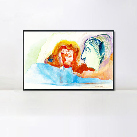 INVIN ART Framed Canvas Series#090 by Odilon Redon Wall Art Living Room Home Office Decorations