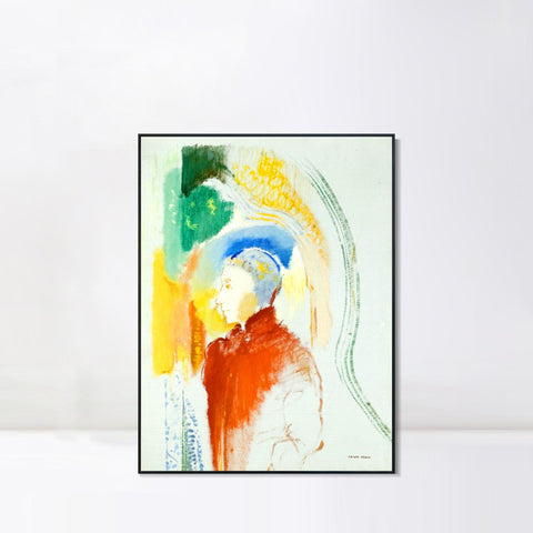 INVIN ART Framed Canvas A Figure by Odilon Redon Wall Art Living Room Home Office Decorations