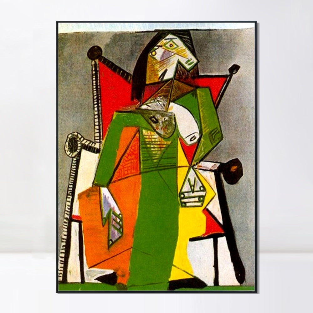 INVIN ART Framed Canvas Giclee Print Art 1941 Femme assise dans un fauteuil 2 by Pablo Picasso Wall Art